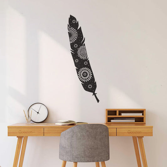 Décalcomanies gravées de plumes stylisées de style ethnique, avec kit de film de transfert