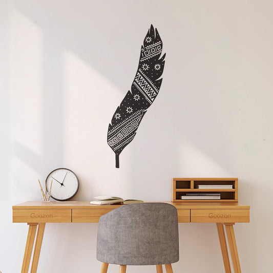 Stickers muraux, papier adhésif, plumes stylisées, style ethnique, peinture murale