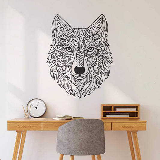 Vinyl Wall Stickers Zentangle Style Wolf Head Pattern Can Modify And Add Information