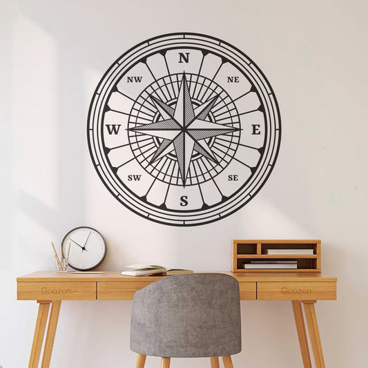 Wall Stickers Paster Paper Compass Wind Rose Star Old Vintage Travel Map Personalized Customization