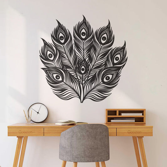 Décoration murale en stickers muraux représentant de jolies plumes de paon