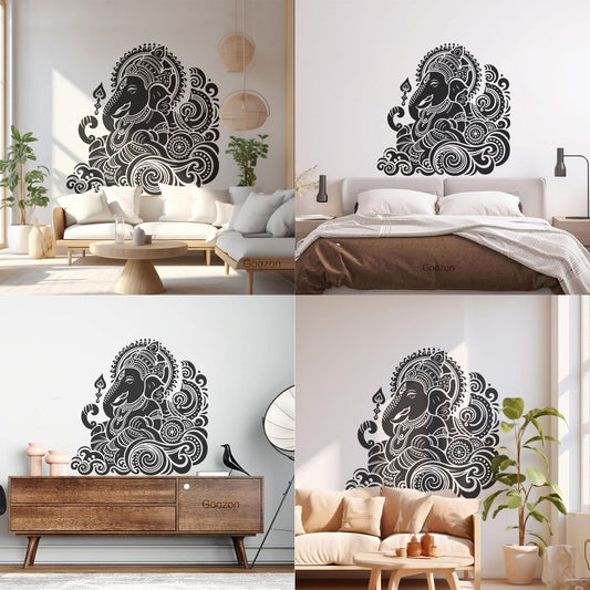 Wall Stickers Paster Paper Depiction Of Lord Ganesha In Silhouette Iconic Symbol Of Hindu Devotion And Strength Art Mural Painting