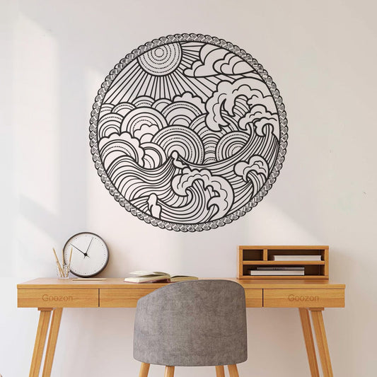 Wall Vinyl Sticker Decor Stormy Weather And Vintage Sailboat Logo Map And Compass Self Adhesive