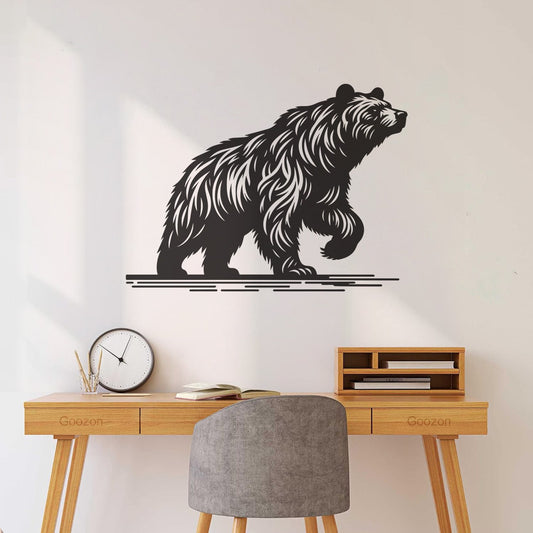 Lettering Stickers Detailed Wild Bear Silhouette With Sharp Features Multi Color Selection