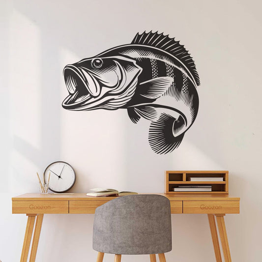 Wall Vinyl Sticker Decor Dynamic Peacock Bass Fish Clipart Design Image Easy Installation