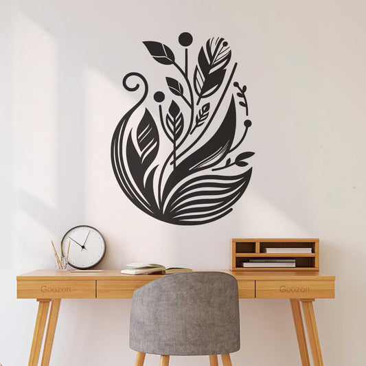 Autocollants gravés représentant des feuilles, des plumes et des formes organiques - Décalcomanies pour fenêtres