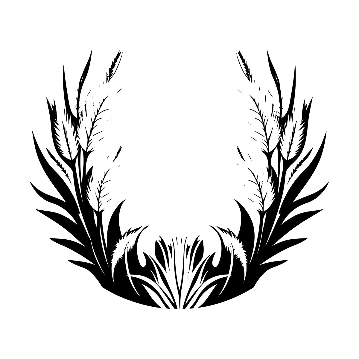 Stickers muraux en vinyle, motif floral élégant avec feuilles et plumes. Possibilité de personnalisation et d'ajout d'informations.