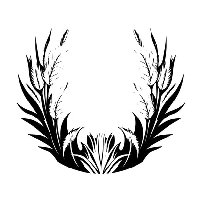 Stickers muraux en vinyle, motif floral élégant avec feuilles et plumes. Possibilité de personnalisation et d'ajout d'informations.