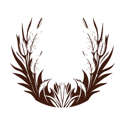 Stickers muraux en vinyle, motif floral élégant avec feuilles et plumes. Possibilité de personnalisation et d'ajout d'informations.