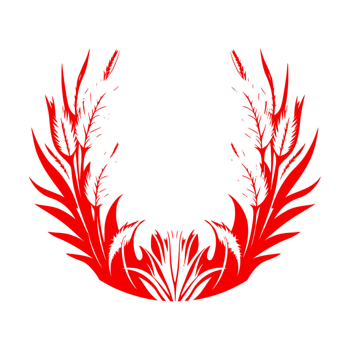 Stickers muraux en vinyle, motif floral élégant avec feuilles et plumes. Possibilité de personnalisation et d'ajout d'informations.