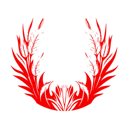 Stickers muraux en vinyle, motif floral élégant avec feuilles et plumes. Possibilité de personnalisation et d'ajout d'informations.