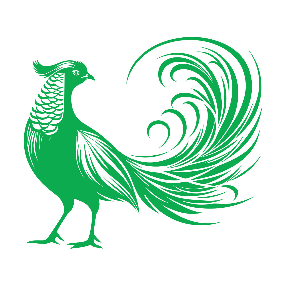 Stickers muraux élégants représentant un oiseau exotique aux plumes de queue déployées, au design artistique. N'abîment pas les murs.