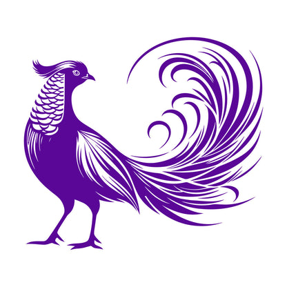 Stickers muraux élégants représentant un oiseau exotique aux plumes de queue déployées, au design artistique. N'abîment pas les murs.