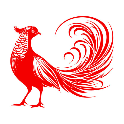 Stickers muraux élégants représentant un oiseau exotique aux plumes de queue déployées, au design artistique. N'abîment pas les murs.