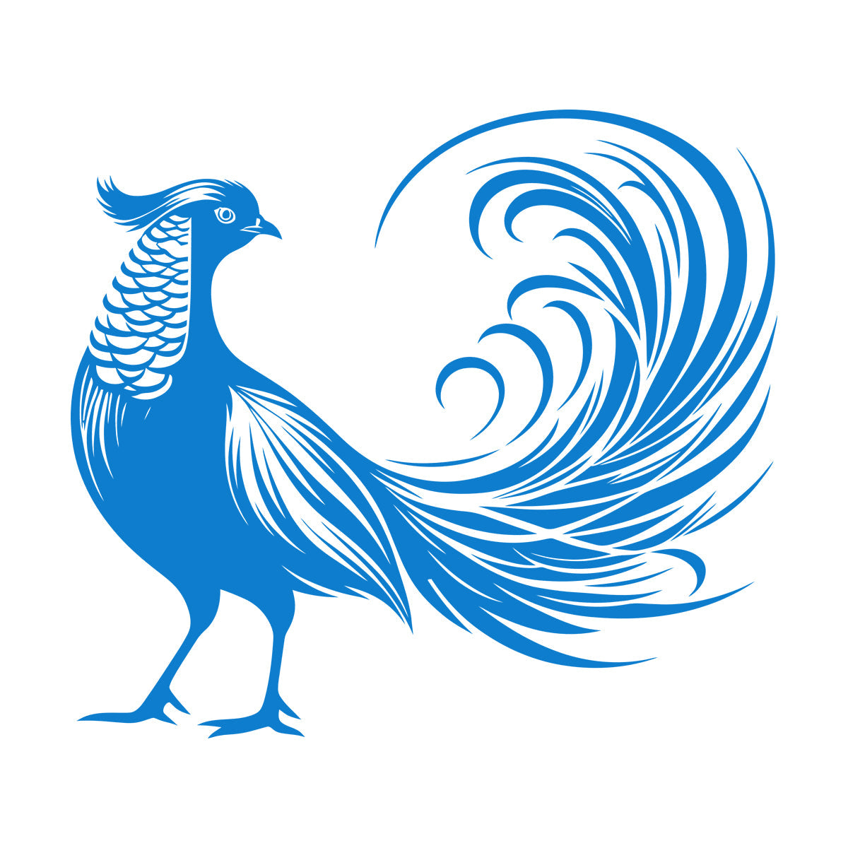 Stickers muraux élégants représentant un oiseau exotique aux plumes de queue déployées, au design artistique. N'abîment pas les murs.