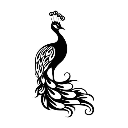Stickers muraux Silhouette élégante de paon aux plumes majestueuses - Peinture murale