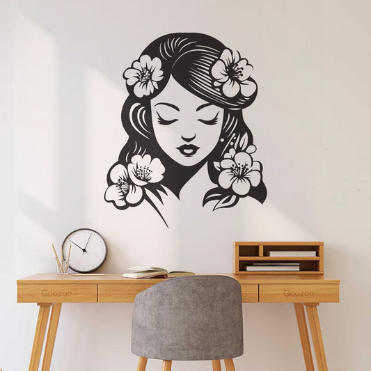 Lettering Stickers Floral Hair Women Feminine Beauty Design Art Decoration