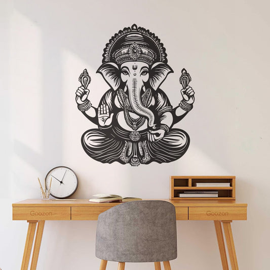 Fine Carving Decals Ganesha Elephant Headed God Icon Self Adhesive