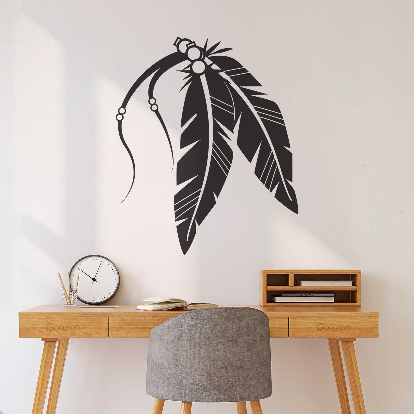 Autocollants gravés de motifs de plumes tribales - Installation facile