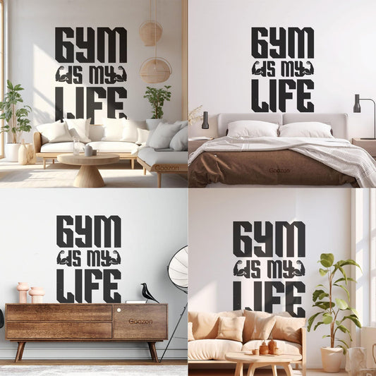 Wall Decals Pvc Gym Or Fitness Typography Bodybuilder Training Exercise Barbell Art Decoration
