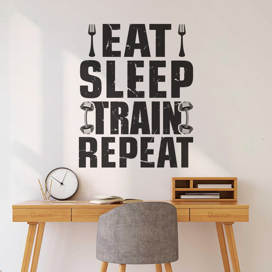 Wall Decals Paster Paper Gym Quote Eat Sleep Train Repeat Design Car Body Decoration