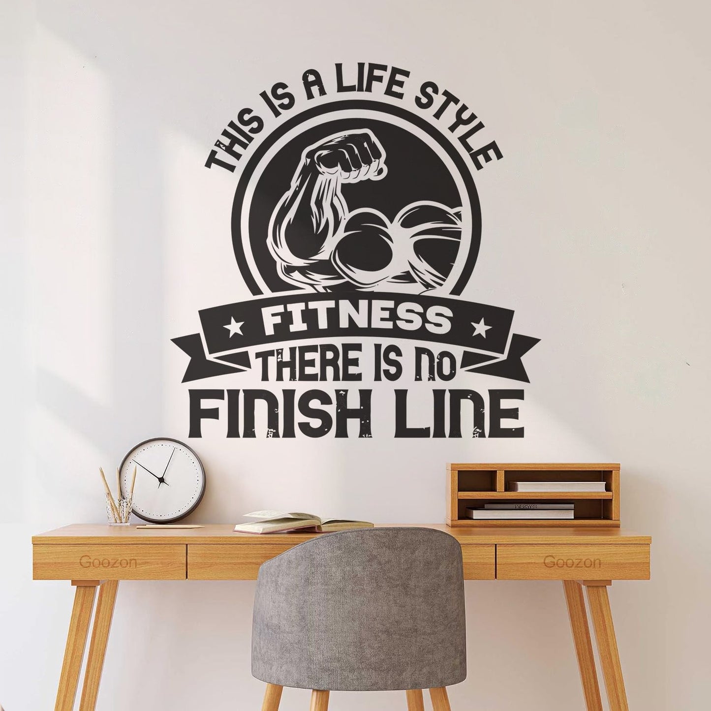 Vinyl Wall Stickers Gym Workout Motivational Typography Exercise Athletic Training Tee With Skull And Dumbbell Multi Color Selection