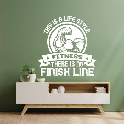 Vinyl Wall Stickers Gym Workout Motivational Typography Exercise Athletic Training Tee With Skull And Dumbbell Multi Color Selection