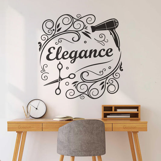 Vinyl Wall Decals Hair Salon Logo With Stylist Tools And The Word Elegance Tattoo Culture