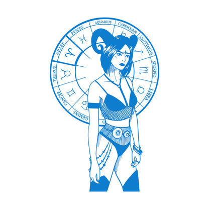 Vinyl Art Sticker Hand Drawn And Silhouettes Of Arts Of Astrological Signs And Beauty Women Tattoo Culture