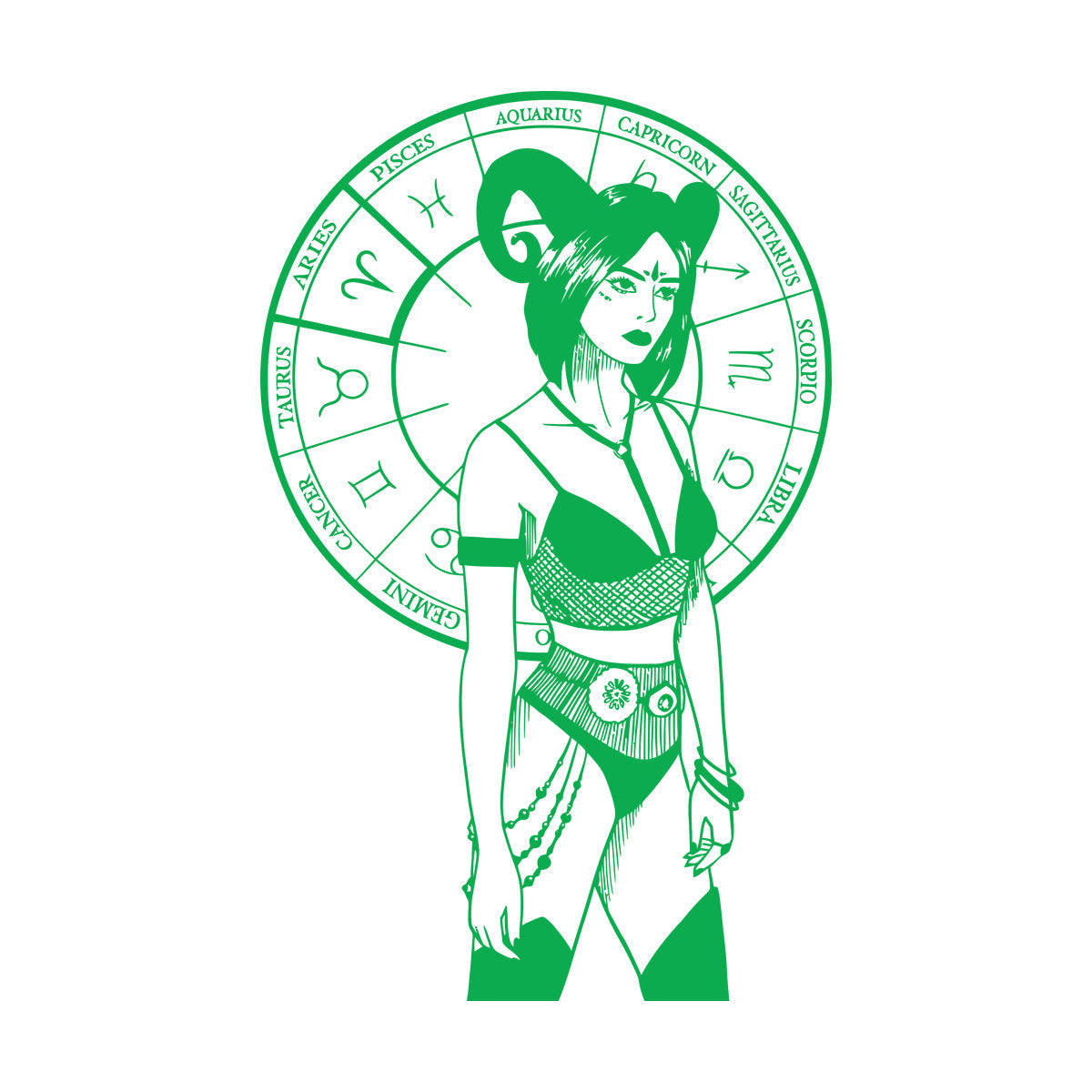 Vinyl Art Sticker Hand Drawn And Silhouettes Of Arts Of Astrological Signs And Beauty Women Tattoo Culture