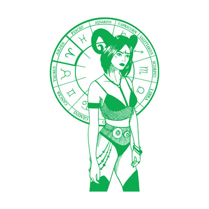 Vinyl Art Sticker Hand Drawn And Silhouettes Of Arts Of Astrological Signs And Beauty Women Tattoo Culture