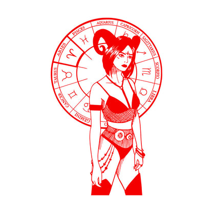 Vinyl Art Sticker Hand Drawn And Silhouettes Of Arts Of Astrological Signs And Beauty Women Tattoo Culture