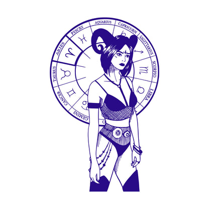 Vinyl Art Sticker Hand Drawn And Silhouettes Of Arts Of Astrological Signs And Beauty Women Tattoo Culture