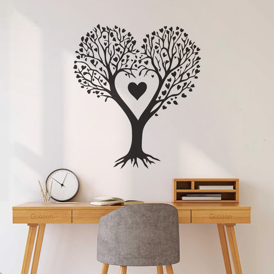 Engraving Stickers Heart Shaped Tree With Love Theme Design Multi Color Selection
