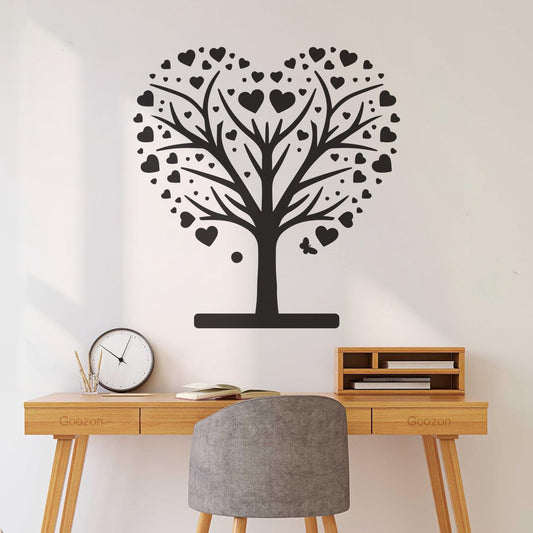 Heart Shaped Tree With Love Themed Silhouette Design Lettering Decals Equipped With Transfer Film Kit