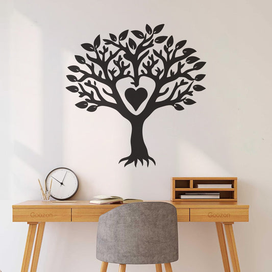Vinyl Wall Stickers Heart Tree Silhouette Design Easy Installation