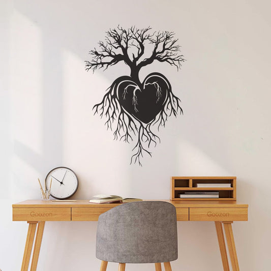 Mural And Wall Vinyl Decal Heart Tree Silhouette With Roots And Branches Symbolizing Growth And Love It Won'T Fall Off