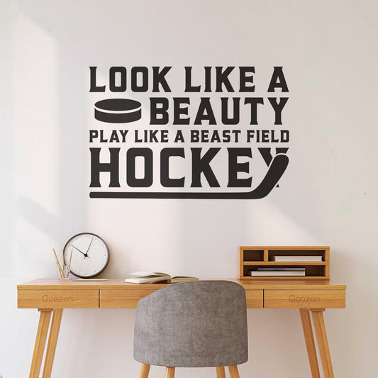 Engraving Decals Hockey Typography Print Poster Look Like A Beauty Play Like A Beast Field Hockey Equipped With Transfer Film Kit