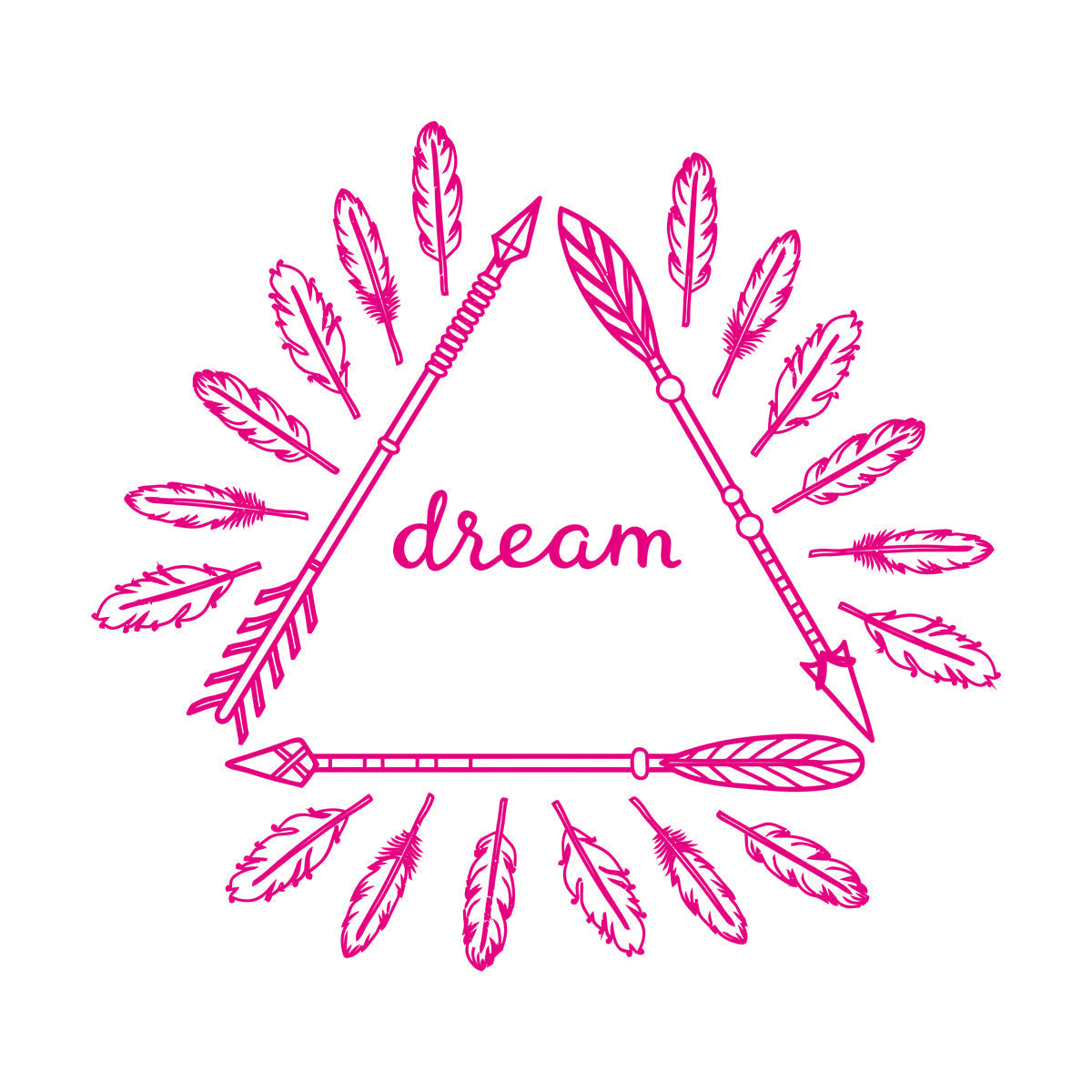 Poster mural inspirant autocollant avec flèches et plumes bohèmes