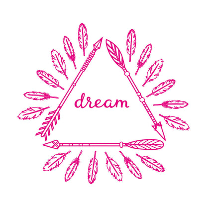 Poster mural inspirant autocollant avec flèches et plumes bohèmes