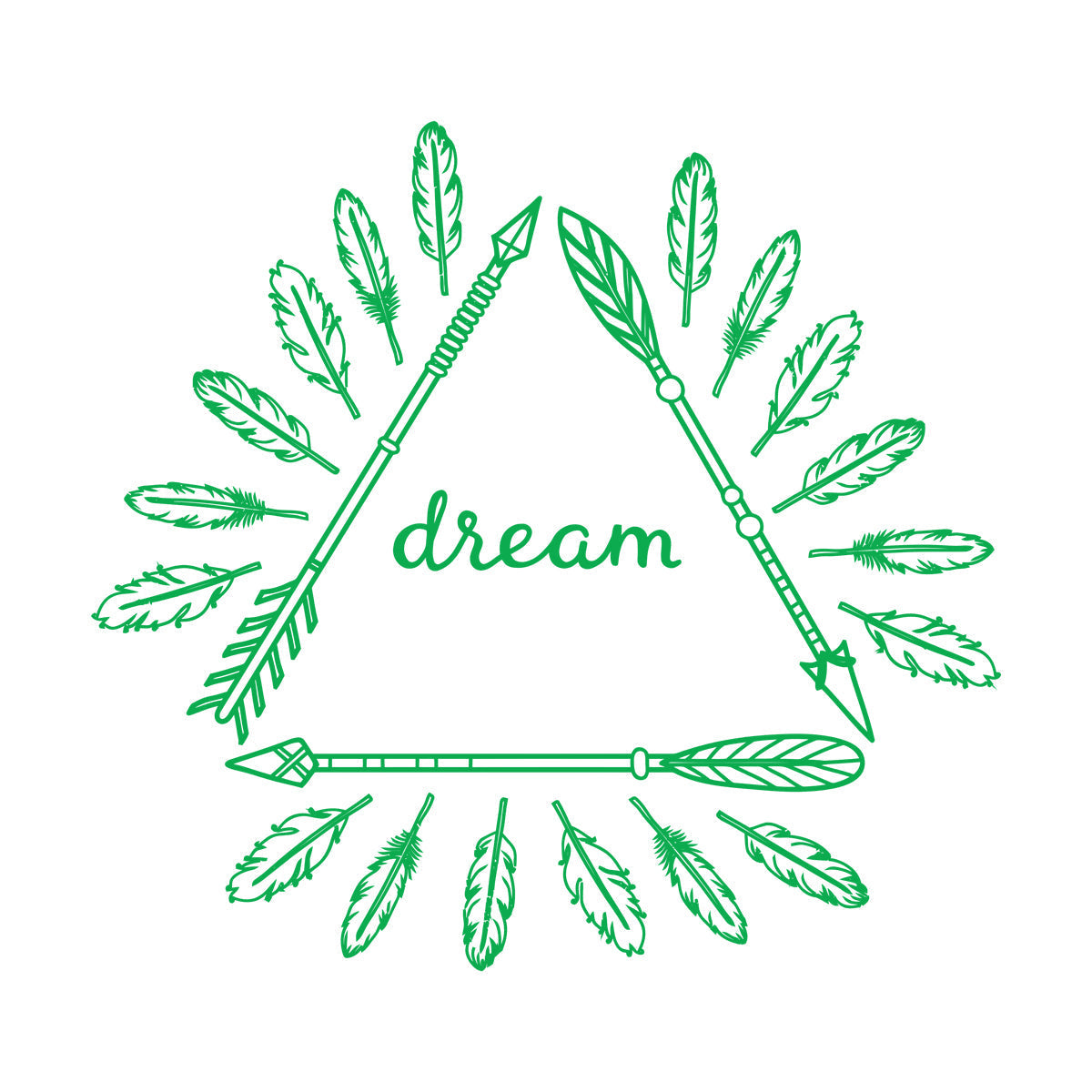 Poster mural inspirant autocollant avec flèches et plumes bohèmes