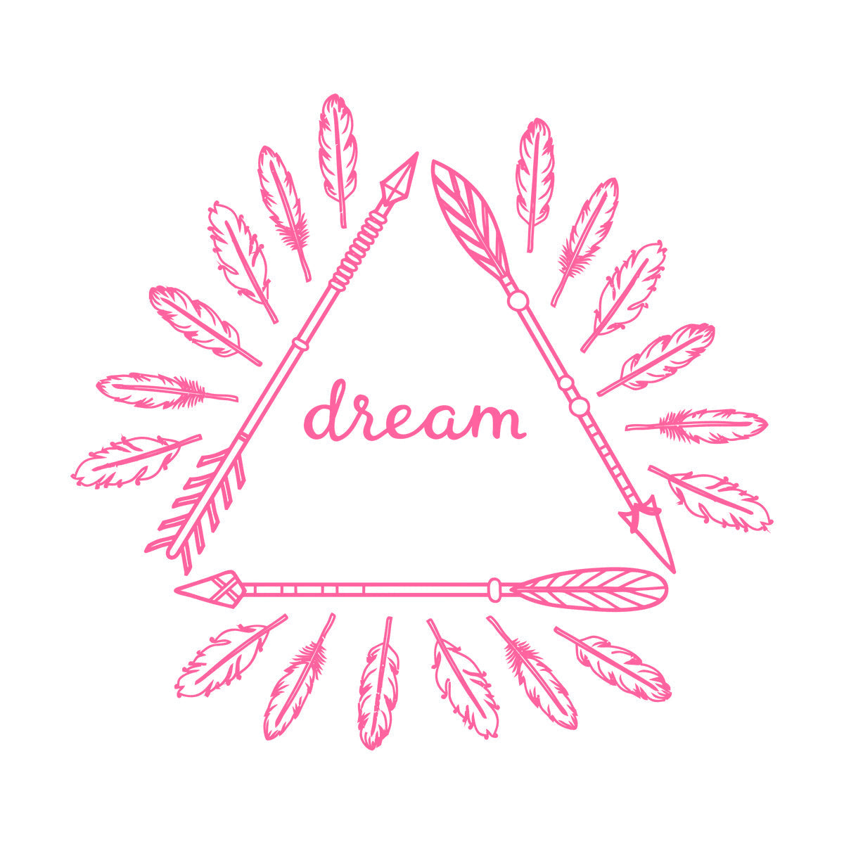 Poster mural inspirant autocollant avec flèches et plumes bohèmes