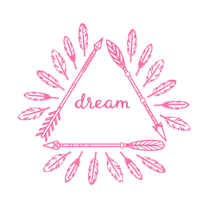 Poster mural inspirant autocollant avec flèches et plumes bohèmes