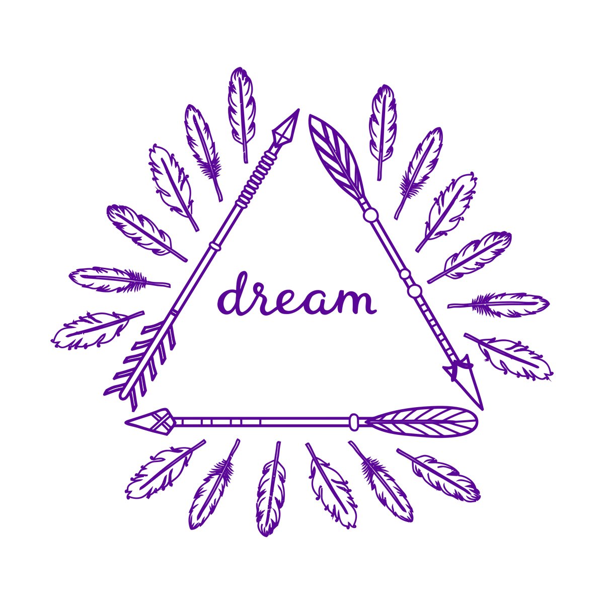 Poster mural inspirant autocollant avec flèches et plumes bohèmes