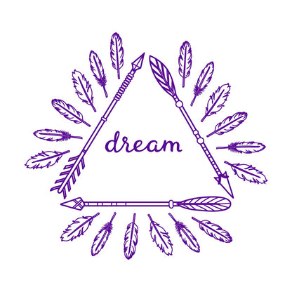 Poster mural inspirant autocollant avec flèches et plumes bohèmes