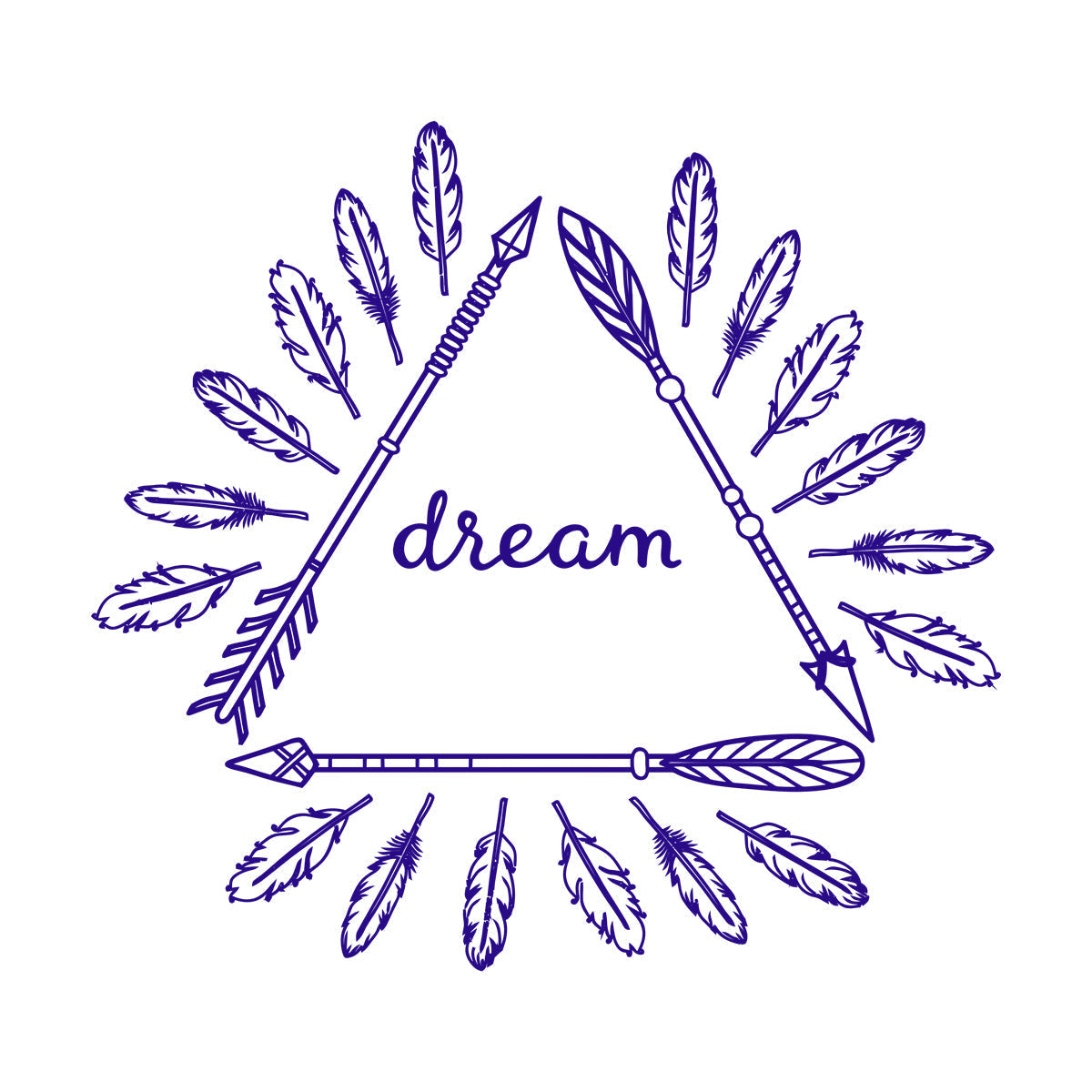 Poster mural inspirant autocollant avec flèches et plumes bohèmes