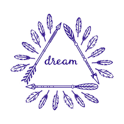 Poster mural inspirant autocollant avec flèches et plumes bohèmes