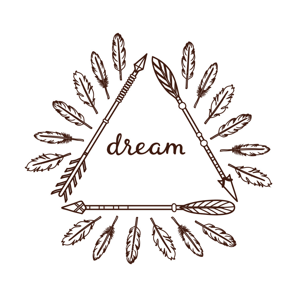 Poster mural inspirant autocollant avec flèches et plumes bohèmes