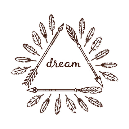 Poster mural inspirant autocollant avec flèches et plumes bohèmes