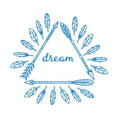 Poster mural inspirant autocollant avec flèches et plumes bohèmes